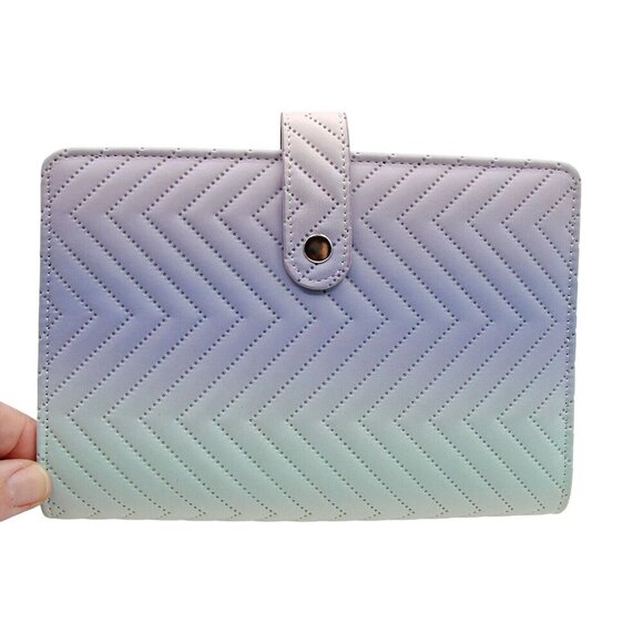 Pastel Ombre Planner Organizer Ring Binder Snap Close Quilted Blue Purple 7.5x5" - Picture 12 of 12